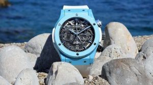 The 45 mm replica Hublot Classic Fusion Capri watches have skeleton dials.